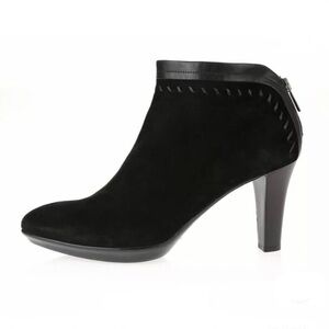 Aquatalia Marvin K Riley Black Suede & Leather Whipstitch High Heel Booties 8.5